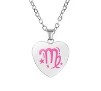 PAMTIER Collier avec pendentif signe du zodiaque pour femme - Pendentif en forme de cœur - Astrologie - Constellation céleste - Horoscope - Acier inoxydable - Simple et mignon