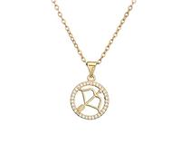 PAMTIER Collier en Or Femmes Fille Pièce de Monnaie Disque 12 Constellation Signe Astrologie Collier Pendentif Étoile Chaîne Cadeau d'anniversaire Mariage Sagittaire