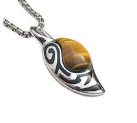 PAMTIER Collier Pendentif en Forme de Larme pour Hommes Femmes en Acier Inoxydable avec Pierre Oeil de Tigre