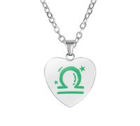 PAMTIER Collier Signe du Zodiaque pour Femmes Cœur Esprit Pendentif Astrologie Constellation Céleste Horoscope Acier Inoxydable Simple Mignon Bijouterie Balance