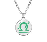 PAMTIER Collier Signe du Zodiaque pour Femmes Hommes Couples Cercle Esprit Pendentif Astrologie Constellation Céleste Horoscope Acier Inoxydable Simple Coloré Bijouterie Balance