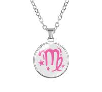 PAMTIER Collier Signe du Zodiaque pour Femmes Hommes Couples Cercle Esprit Pendentif Astrologie Constellation Céleste Horoscope Acier Inoxydable Simple Coloré Bijouterie Vierge
