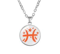 PAMTIER Collier Signe du Zodiaque pour Femmes Hommes Couples Cercle Esprit Pendentif Astrologie Constellation Céleste Horoscope Acier Inoxydable Simple Coloré Bijouterie Poissons