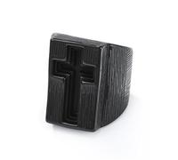 PAMTIER Croix Bagues pour Hommes Acier Inoxydable Personnalisé Hip Hop Déclaration Vintage Punk Simple Gros Massif Bijoux Noir Taille 54