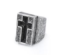 PAMTIER Croix Bagues pour Hommes Acier Inoxydable Personnalisé Hip Hop Déclaration Vintage Punk Simple Gros Massif Bijoux Couleur rétro Taille 68