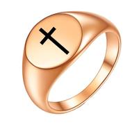 PAMTIER Croix Bagues pour Hommes Femmes Noir Argent Rose Or Plaqué Auriculaire Cool Simple Personnalisé Déclaration Délicat Cercle Bijoux Or Rose Taille 68