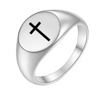 PAMTIER Croix Bagues pour Hommes Femmes Noir Argent Rose Or Plaqué Auriculaire Cool Simple Personnalisé Déclaration Délicat Cercle Bijoux Argent Taille 62