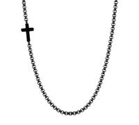 PAMTIER Croix Collier pour Hommes Acier Inoxydable Foi Noir Argent Or Plaqué Cool Pendentif Délicat Simple Chaîne Unique Personnalisé Déclaration Bijoux Noir