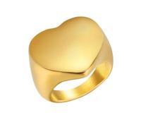 PAMTIER Femme Acier Inoxydable Massif Cœur Bague Simple Plaine Bague Chevalière Statement Bagues 22mm Or Taille 68