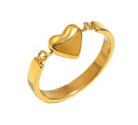 PAMTIER Femme Or Plaqué Cœur Amour Bague Statement | Acier Inoxydable Bagues Éternité en Forme de Cœur pour Elle, Cadeau Simple Minimaliste