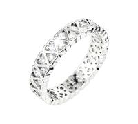 PAMTIER Femme Zircon Cubique Éternité Statement Bague Classique Amour Bagues Iced out Bling Promesse Bague de Mariage Argent Plaqué Blanc Taille 54