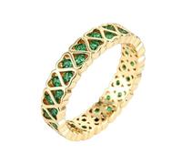 PAMTIER Femme Zircon Cubique Éternité Statement Bague Classique Amour Bagues Iced out Bling Promesse Bague de Mariage Or Plaqué Vert Taille 54