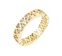 PAMTIER Femme Zircon Cubique Éternité Statement Bague Classique Amour Bagues Iced out Bling Promesse Bague de Mariage Or Plaqué Blanc Taille 54