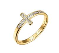 PAMTIER Femmes en Acier Inoxydable Bague LatéRale Croix ChréTienne Incrustation Zircone Cubique Zircone Alliance avec Sculpté Foi Espoir Or Taille 50