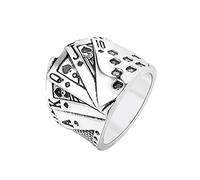 PAMTIER Hip Hop Carte à Jouer Bague de Motard pour Hommes Acier Inoxydable Argent Taille 68
