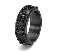 PAMTIER Homme Spider Bague Rotation Vintage Déclaration Acier Inoxydable Rock Punk Gothique Bijoux Taille Noir 57