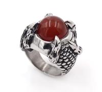 PAMTIER Hommes Acier Inoxydable Tendance Rétro Punk Simple Bully Bague Rouge Pierre Précieuse Taille 68