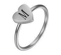 PAMTIER Initial Bagues pour Femmes Cœur Lettre A-Z Argent Or Plaqué Acier Inoxydable Délicat Alphabet Lettre K Mignon Déclaration Simple Bijoux Argent M Taille 54