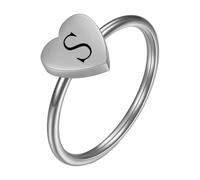 PAMTIER Initial Bagues pour Femmes Cœur Lettre A-Z Argent Or Plaqué Acier Inoxydable Délicat Alphabet Lettre K Mignon Déclaration Simple Bijoux Argent S Taille 62
