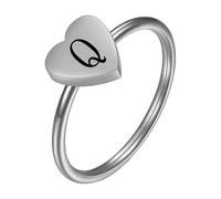 PAMTIER Initial Bagues pour Femmes Cœur Lettre A-Z Argent Or Plaqué Acier Inoxydable Délicat Alphabet Lettre K Mignon Déclaration Simple Bijoux Argent Q Taille 54