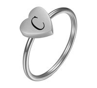 PAMTIER Initial Bagues pour Femmes Cœur Lettre A-Z Argent Or Plaqué Acier Inoxydable Délicat Alphabet Lettre K Mignon Déclaration Simple Bijoux Argent C Taille 57