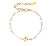 PAMTIER Initial Bracelets pour Femmes Lettre A-Z Nom Zirconium Cubique Acier Inoxydable Argent Or Plaqué Charm Personnalisé Délicat Manchette Capital Monogramme Bijoux Or O