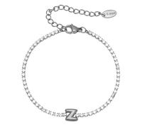PAMTIER Initial Bracelets pour Femmes Lettre A-Z Nom Zirconium Cubique Acier Inoxydable Argent Or Plaqué Charm Personnalisé Délicat Manchette Capital Monogramme Bijoux Argent Z
