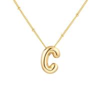 PAMTIER Initial Bulle Colliers pour Femmes A-Z Lettre Nom Or Plaqué Acier Inoxydable Massif Pendentif Personnalisé Déclaration Délicat Alphabet Charm Élégant Délicat Bijoux Or Lettre C