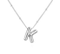 PAMTIER Initial Bulle Colliers pour Femmes A-Z Lettre Nom Or Plaqué Acier Inoxydable Massif Pendentif Personnalisé Déclaration Délicat Alphabet Charm Élégant Délicat Bijoux Argent Lettre K