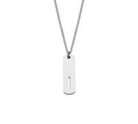 PAMTIER Initial Collier pour Hommes A-Z Pendentif Acier Inoxydable Carré Délicat Personnalisé Déclaration Alphabet Chaîne Simple Cool Lettre Bijoux Argent Lettre I