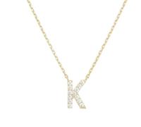 PAMTIER Initial Colliers pour Femmes A-Z Lettre Nom Or Plaqué Acier Inoxydable Zirconium Cubique Pendentif Personnalisé Déclaration Délicat Petit Alphabet Charm Élégant Délicat Bijoux Or Lettre K