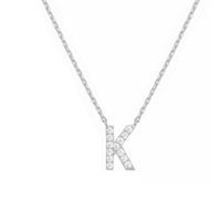 PAMTIER Initial Colliers pour Femmes A-Z Lettre Nom Or Plaqué Acier Inoxydable Zirconium Cubique Pendentif Personnalisé Déclaration Délicat Petit Alphabet Charm Élégant Délicat Bijoux Argent Lettre K