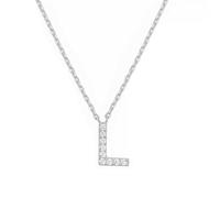 PAMTIER Initial Colliers pour Femmes A-Z Lettre Nom Or Plaqué Acier Inoxydable Zirconium Cubique Pendentif Personnalisé Déclaration Délicat Petit Alphabet Charm Élégant Délicat Bijoux Argent Lettre L