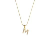 PAMTIER Initial Colliers pour Femmes A-Z Pendentif Gold Plated Acier Inoxydable Délicat Personnalisé Déclaration Délicat Alphabet Chaîne Serpent Petit Élégant Lettre Bijoux Or Lettre M