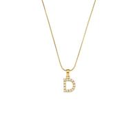 PAMTIER Initial Colliers pour Femmes A-Z Pendentif Gold Plated Acier Inoxydable Délicat Personnalisé Déclaration Délicat Alphabet Chaîne Serpent Petit Élégant Lettre Bijoux Or Lettre D