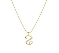 PAMTIER Initial Lettre Colliers pour Femmes A-Z Or Plaqué Acier Inoxydable Zirconium Cubique Petit Personnalisé Déclaration Délicat Alphabet Charm Élégant Nom Délicat Pendentif Bijoux Or Lettre Z
