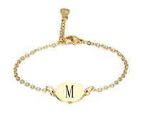 PAMTIER Initial Ovale Bracelets pour Femmes Nom Lettre K Alphabet F Or Plaqué Acier Inoxydable Personnalisé Déclaration Simple Élégant Bijoux Or M