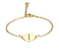 PAMTIER Initial Ovale Bracelets pour Femmes Nom Lettre K Alphabet F Or Plaqué Acier Inoxydable Personnalisé Déclaration Simple Élégant Bijoux Or I
