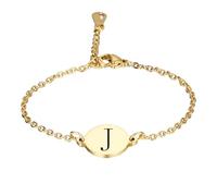PAMTIER Initial Ovale Bracelets pour Femmes Nom Lettre K Alphabet F Or Plaqué Acier Inoxydable Personnalisé Déclaration Simple Élégant Bijoux Or J