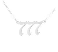 PAMTIER Numéro Ange Colliers pour Femmes Perle Imitation 000 111 222 333 444 555 666 777 888 999 Chaîne Or/Argent Plaqué Acier Inoxydable Délicat Pendentif Personnalisé Bijoux Argent Numéro 777