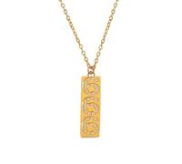 PAMTIER Numéro Ange Colliers pour Femmes Zirconium Cubique 111 222 333 444 555 666 777 888 999 Chaîne Carrée Or Plaqué Acier Inoxydable Délicat Pendentif Personnalisé Bijoux Or Numéro 666