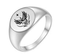 PAMTIER Phénix Bagues pour Femmes Hommes 5 Taille 4 Argent Rose Or Plaqué Acier Inoxydable Personnalisé Déclaration Cercle Sceau Foi Charm Bague Bijoux Argent Taille 62