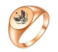 PAMTIER Phénix Bagues pour Femmes Hommes 5 Taille 4 Argent Rose Or Plaqué Acier Inoxydable Personnalisé Déclaration Cercle Sceau Foi Charm Bague Bijoux Or Rose Taille 57