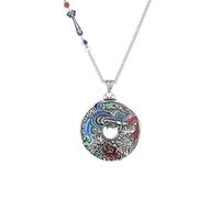 PAMTIER Phoenix Colliers pour Femmes Acier Inoxydable Cercle Vintage Coloré Oiseau Pendentif Long Pull Chaîne Délicat Élégance Bijoux Avec Chaîne en Acier Inoxydable