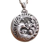 PAMTIER Phoenix Colliers pour Femmes Acier Inoxydable Long Pull Coloré Vintage Oiseau Cercle Pendentif Chaîne Cordon Élégance Délicat Bijoux Argent