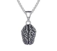 PAMTIER Unisex Acier Inoxydable Classique Rétro Tendence Personnalisé Punk Simple Cerveau Collier Argent