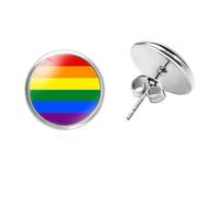 PAMTIER Unisexe LGBT Acier Inoxydable Tendance Simple Et Créative Éléments Arc en ciel Boucle D'oreille Arc en ciel