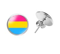 PAMTIER Unisexe LGBT Acier Inoxydable Tendance Simple Et Créative Éléments Arc en ciel Boucle D'oreille Pansexuel