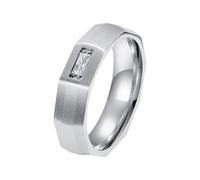 PAMTIER Zirconium Cubique Bagues pour Femmes Hommes Couples Polygonal Fiançailles Mariage Noir Argent Or Plaqué Acier Inoxydable Déclaration Délicat Promesse Bague CZ Bijoux Argent Taille 60