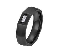 PAMTIER Zirconium Cubique Bagues pour Femmes Hommes Couples Polygonal Fiançailles Mariage Noir Argent Or Plaqué Acier Inoxydable Déclaration Délicat Promesse Bague CZ Bijoux Noir Taille 57